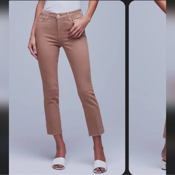 NEW L'AGENCE Sada Cropped Slim Straight Leg Coated Luxury Jeans Summer - Picture 3 of 14